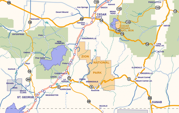 Zion Lodging Map